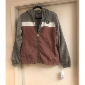 NWT~Madden Girl Dusty Rose~Gray~White Colorblock All Weather Jacket Sz L